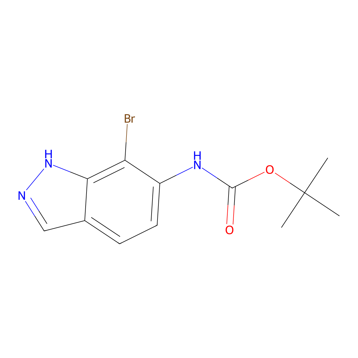 tert-butyl N-(7-bromo-1H-indazol-6-yl)carbamate molecular structure, CAS 2680881-99-4