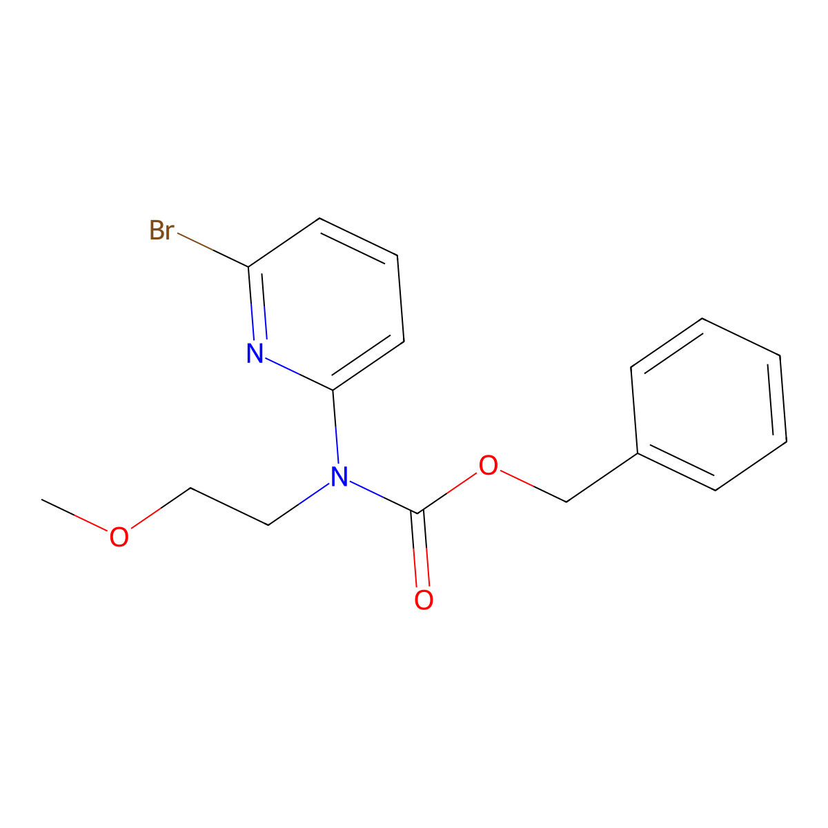 benzyl N-(6-bromopyridin-2-yl)-N-(2-methoxyethyl)carbamate molecular structure, CAS 2680882-03-3