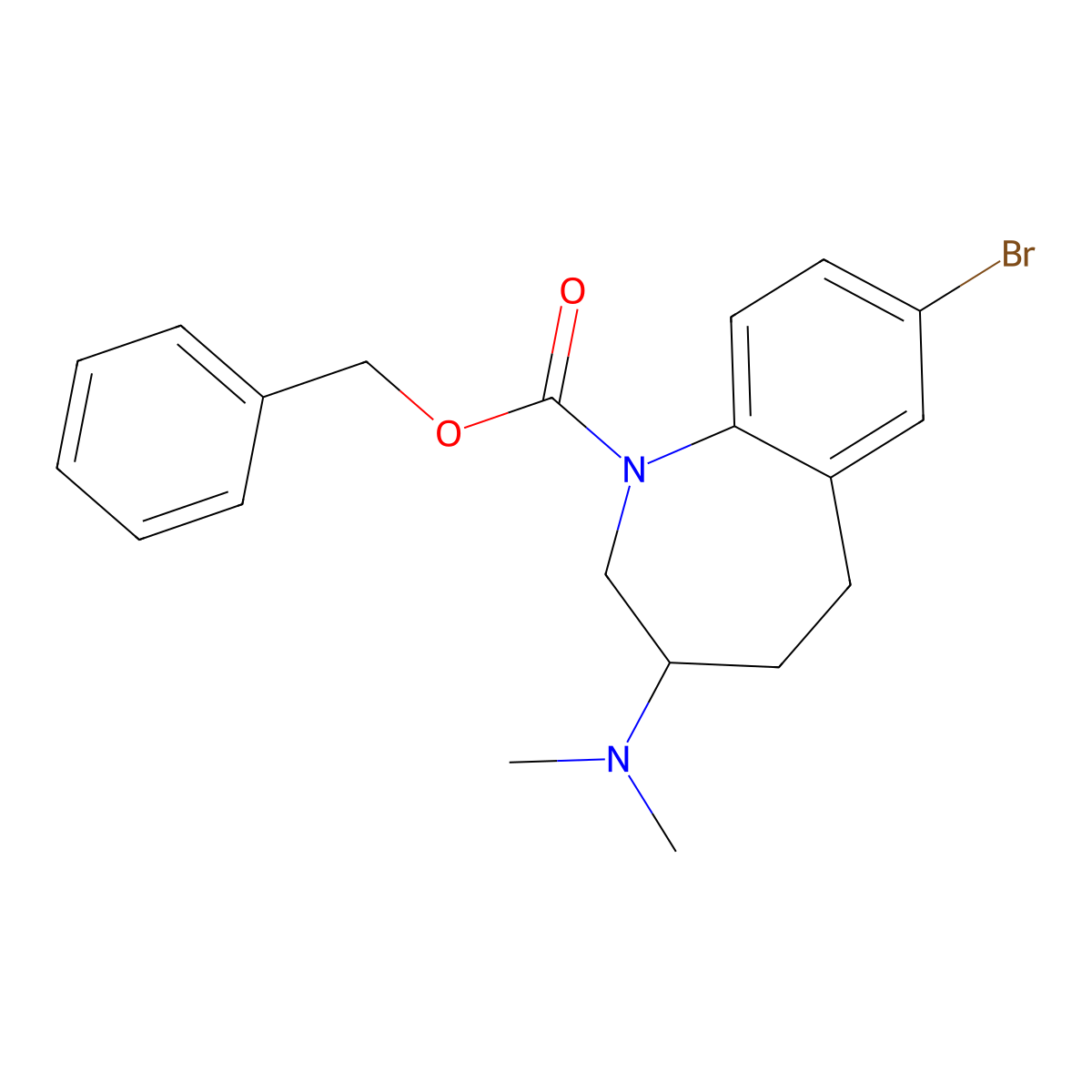 benzyl 7-bromo-3-(dimethylamino)-2,3,4,5-tetrahydro-1H-1-benzazepine-1-carboxylate molecular structure, CAS 2680882-08-8