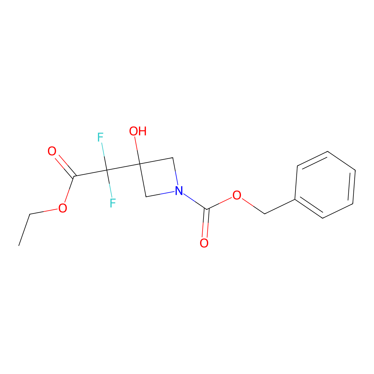 Benzyl 3-(2-ethoxy-1,1-difluoro-2-oxoethyl)-3-hydroxyazetidine-1-carboxylate molecular structure, CAS 2680882-10-2
