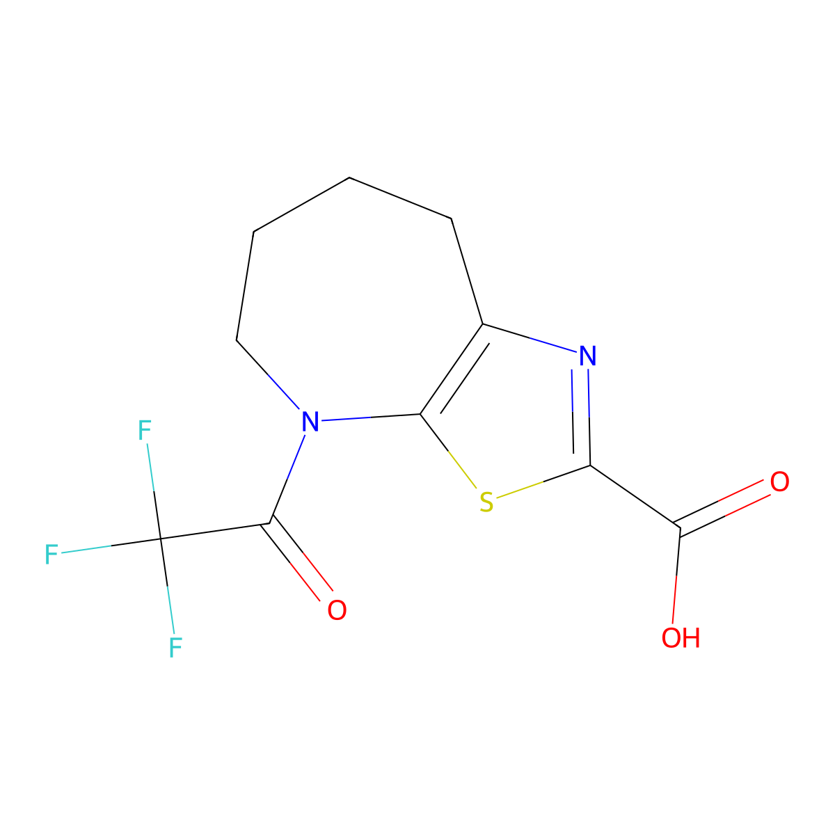 4-(2,2,2-trifluoroacetyl)-4H,5H,6H,7H,8H-[1,3]thiazolo[5,4-b]azepine-2-carboxylic acid molecular structure, CAS 2680882-19-1