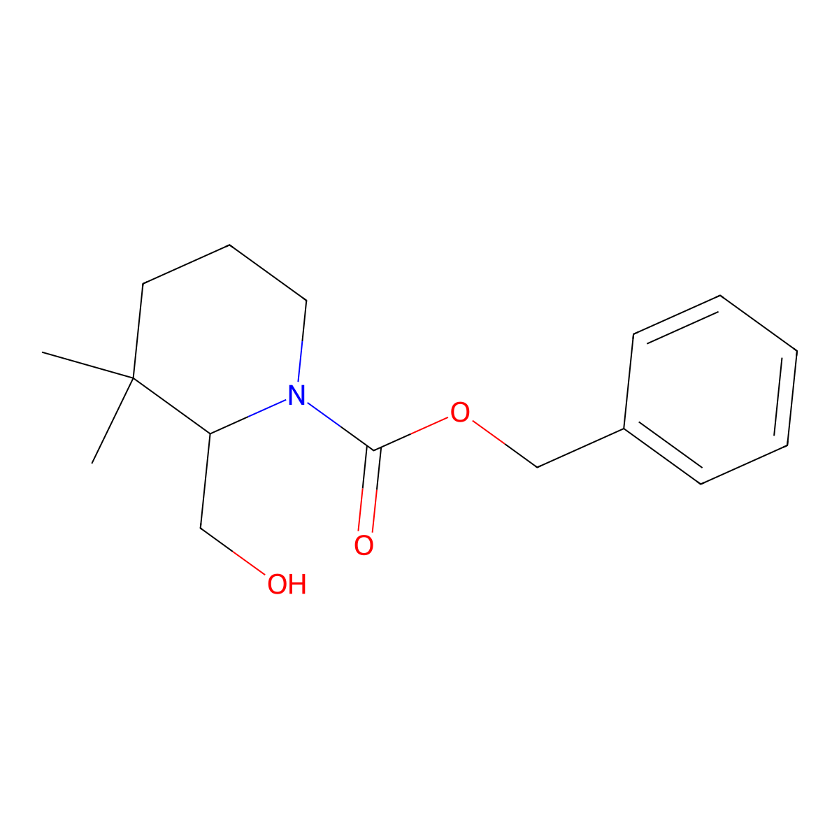 Benzyl 2-(hydroxymethyl)-3,3-dimethylpiperidine-1-carboxylate molecular structure, CAS 2680882-33-9