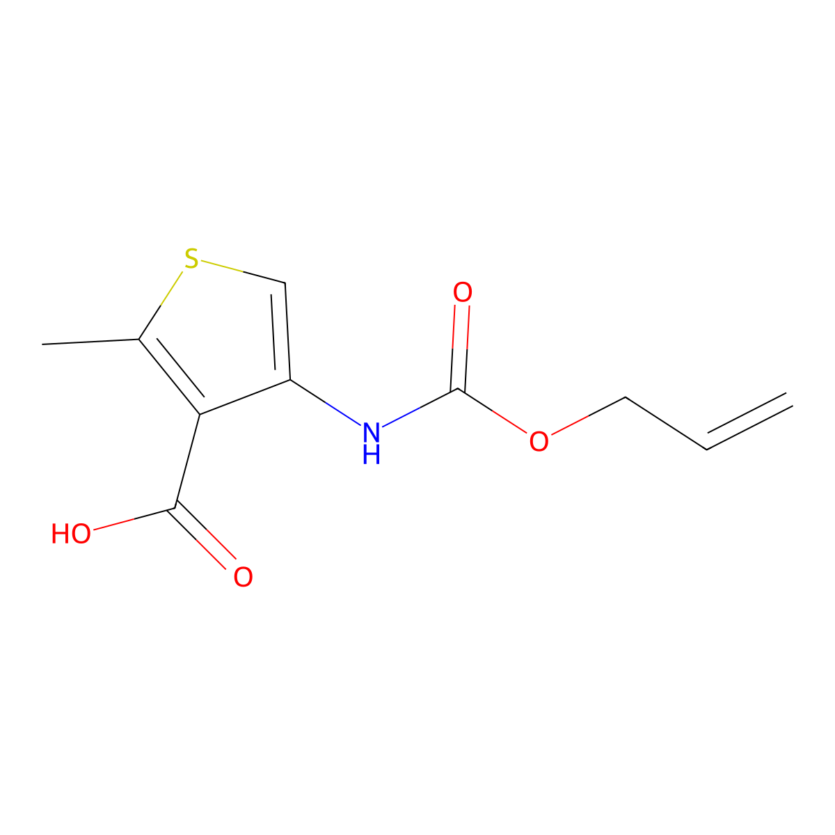 2-Methyl-4-{[(prop-2-en-1-yloxy)carbonyl]amino}thiophene-3-carboxylic acid molecular structure, CAS 2680882-34-0