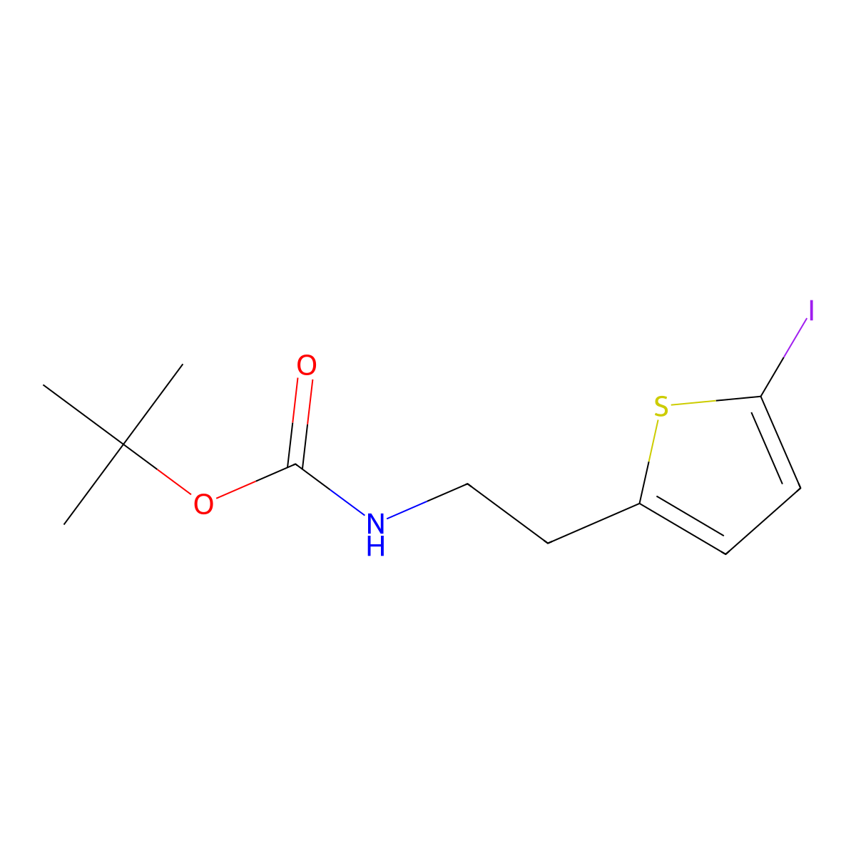 tert-butyl N-[2-(5-iodothiophen-2-yl)ethyl]carbamate molecular structure, CAS 2680882-40-8
