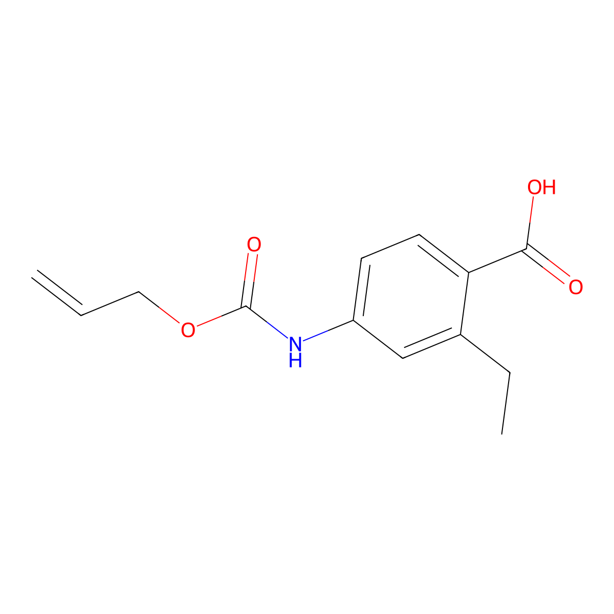 2-Ethyl-4-{[(prop-2-en-1-yloxy)carbonyl]amino}benzoic acid molecular structure, CAS 2680882-42-0