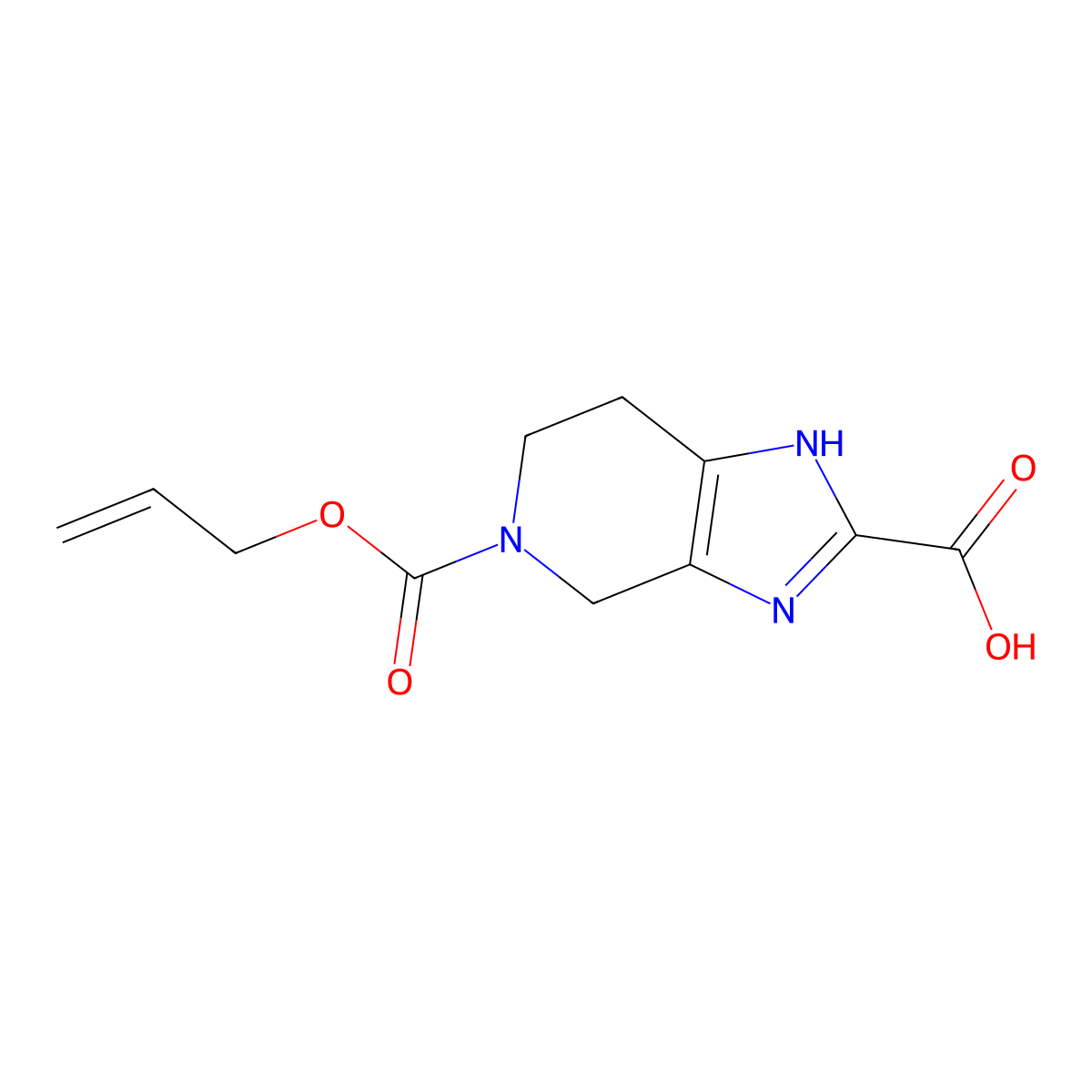 5-[(prop-2-en-1-yloxy)carbonyl]-1H,4H,5H,6H,7H-imidazo[4,5-c]pyridine-2-carboxylic acid molecular structure, CAS 2680882-48-6