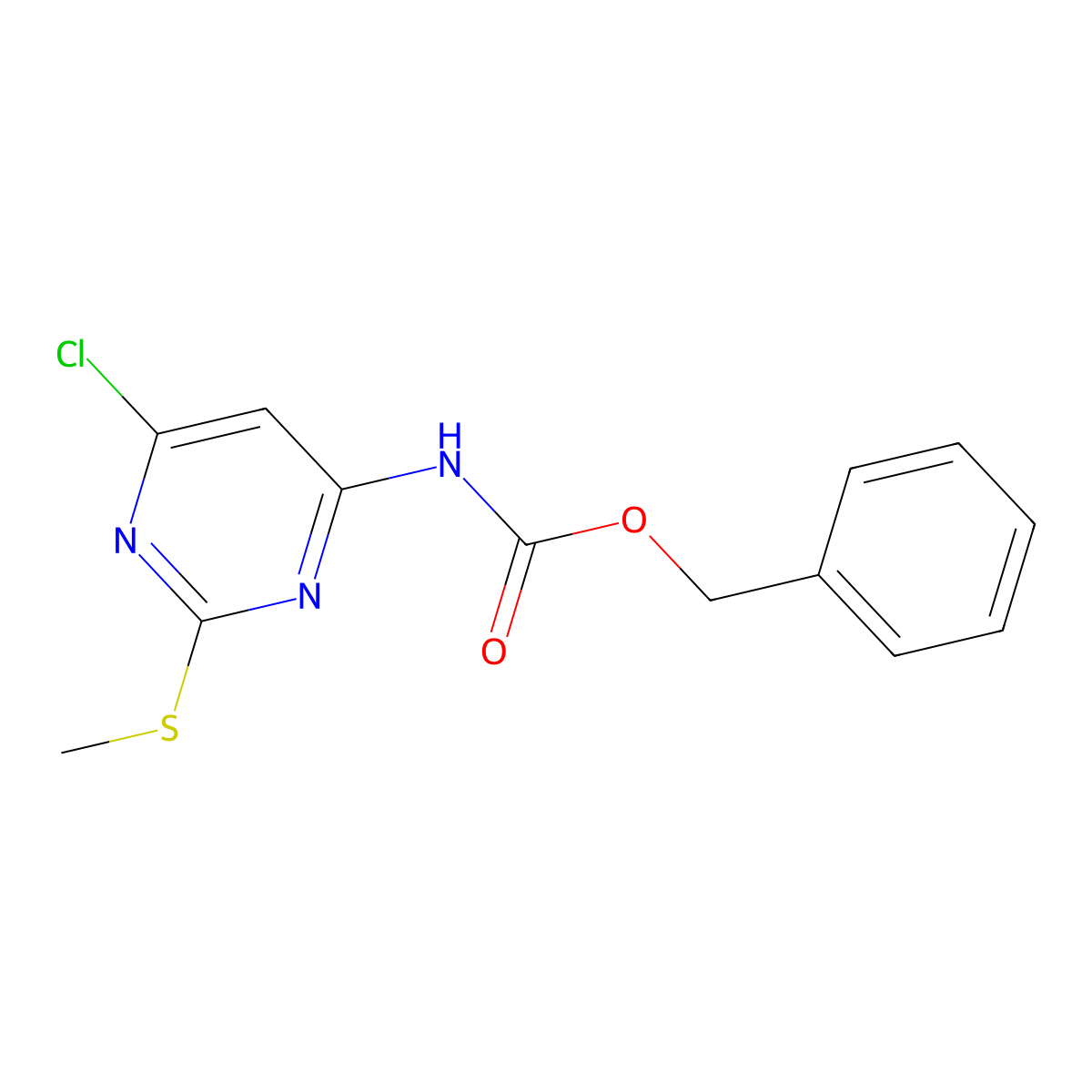 benzyl N-[6-chloro-2-(methylsulfanyl)pyrimidin-4-yl]carbamate molecular structure, CAS 2680882-51-1