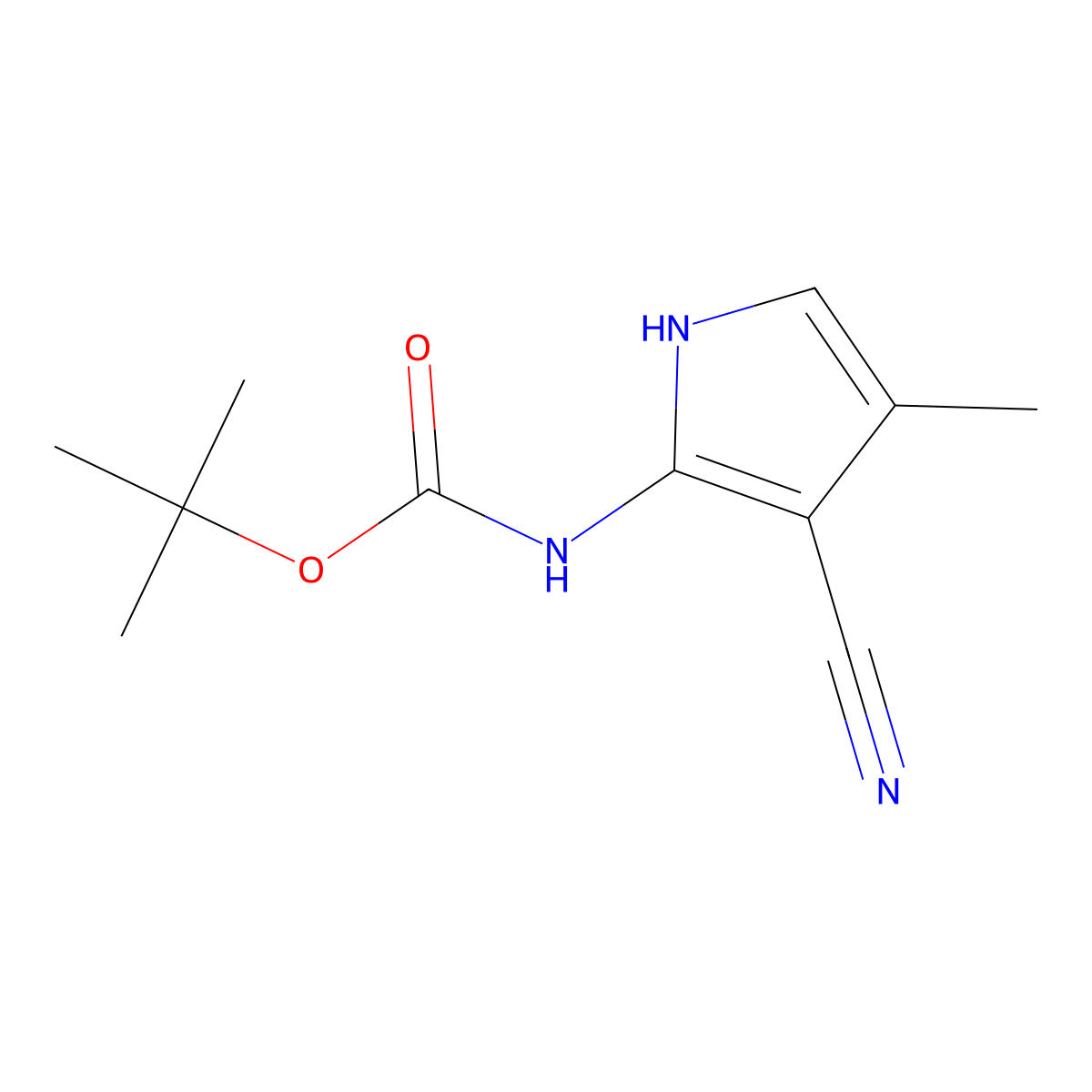 tert-butyl N-(3-cyano-4-methyl-1H-pyrrol-2-yl)carbamate molecular structure, CAS 2680882-54-4