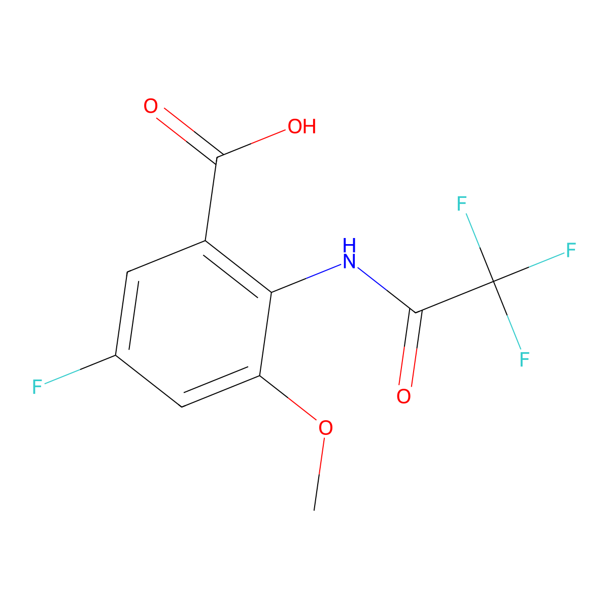5-Fluoro-3-methoxy-2-(2,2,2-trifluoroacetamido)benzoic acid molecular structure, CAS 2680882-55-5