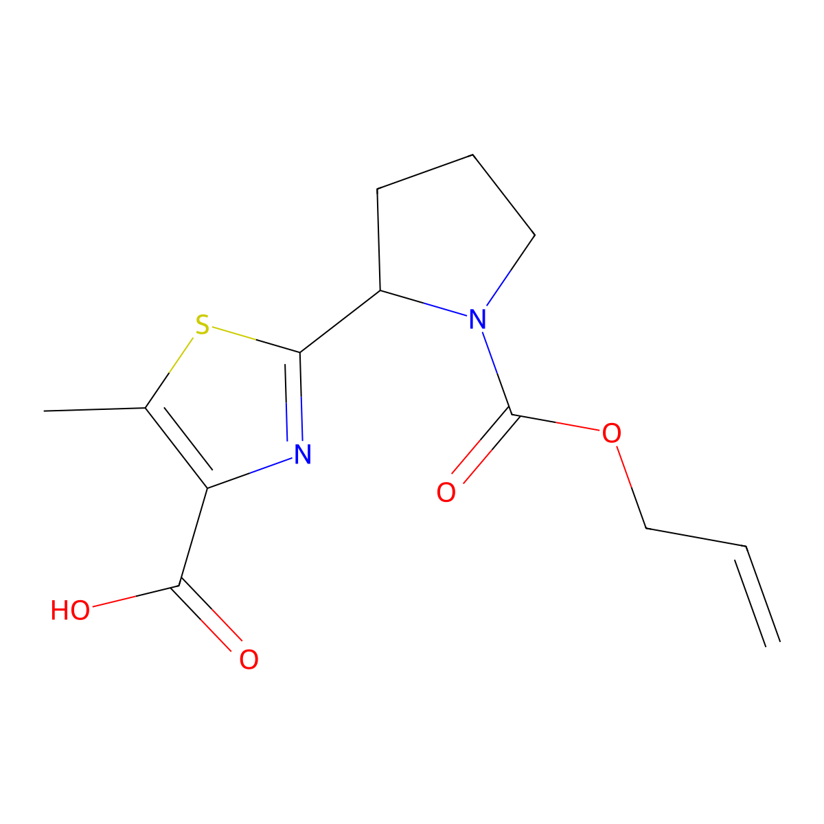 5-Methyl-2-{1-[(prop-2-en-1-yloxy)carbonyl]pyrrolidin-2-yl}-1,3-thiazole-4-carboxylic acid molecular structure, CAS 2680882-64-6