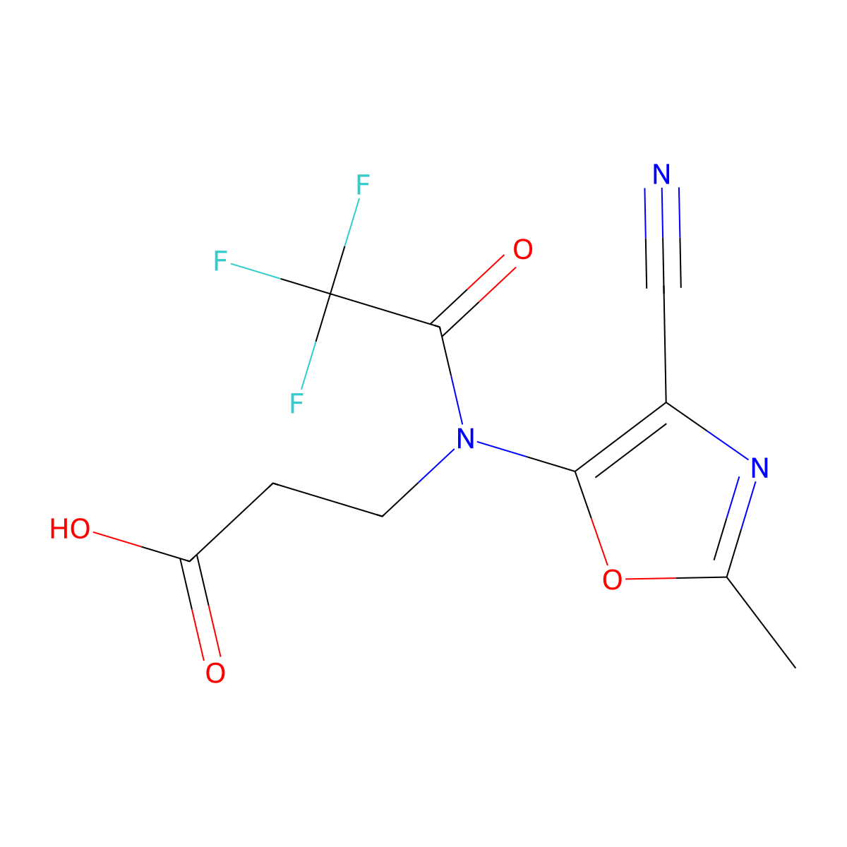 3-[N-(4-cyano-2-methyl-1,3-oxazol-5-yl)-2,2,2-trifluoroacetamido]propanoic acid molecular structure, CAS 2680882-67-9