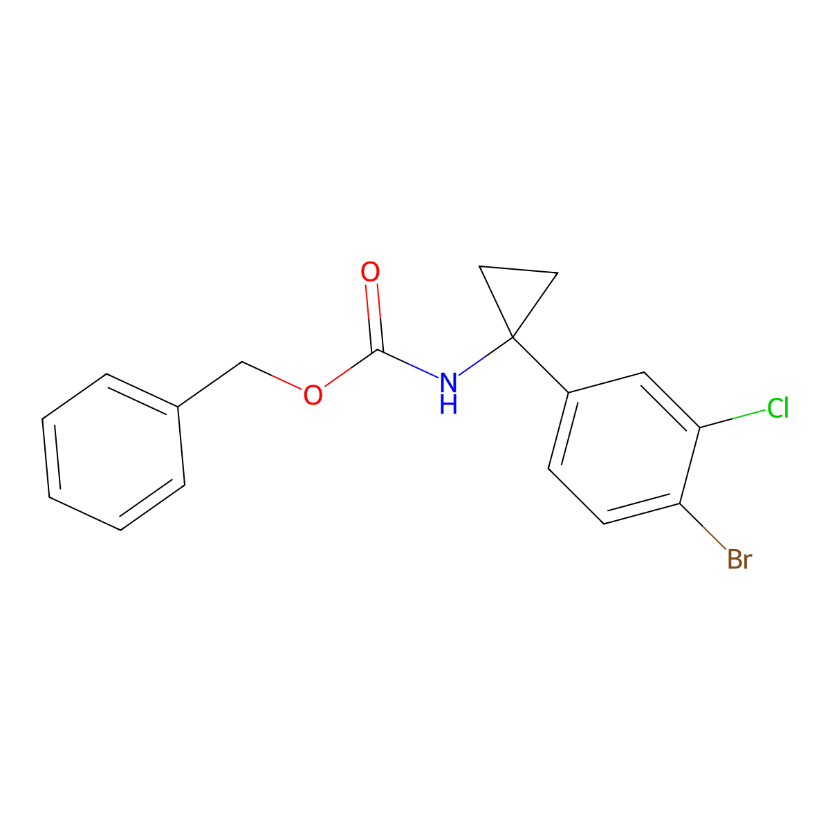 benzyl N-[1-(4-bromo-3-chlorophenyl)cyclopropyl]carbamate molecular structure, CAS 2680882-70-4