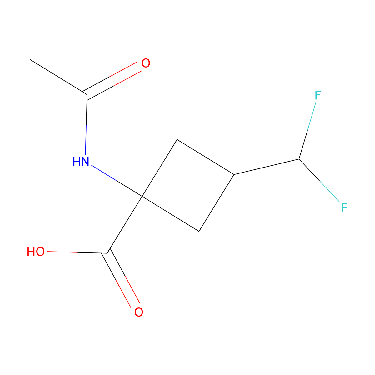 3-(Difluoromethyl)-1-acetamidocyclobutane-1-carboxylic acid molecular structure, CAS 2680882-73-7