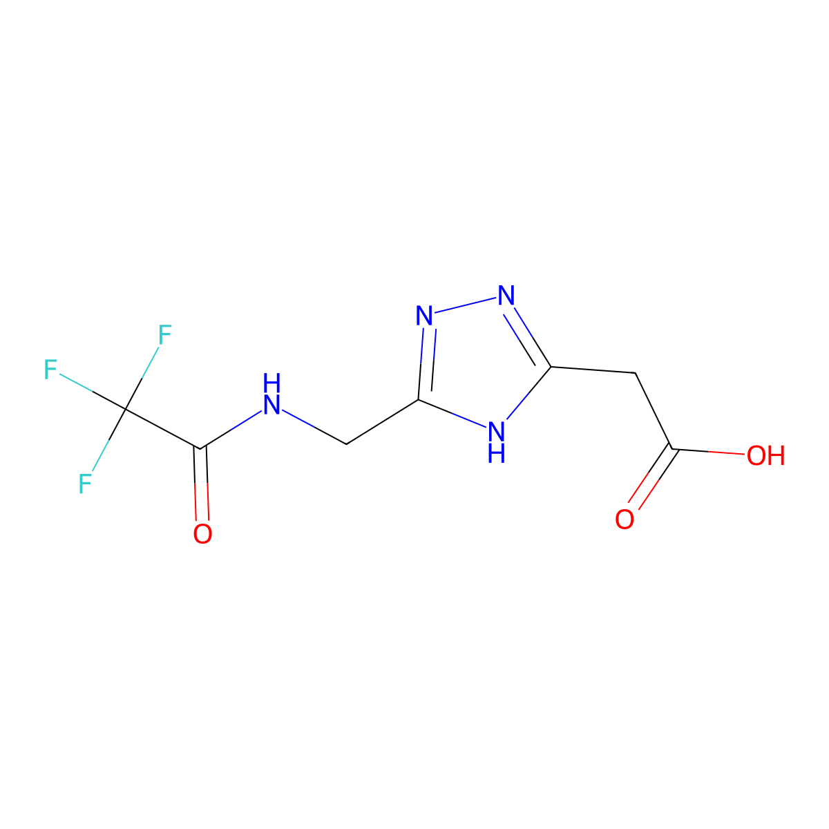 2-{5-[(2,2,2-trifluoroacetamido)methyl]-4H-1,2,4-triazol-3-yl}acetic acid molecular structure, CAS 2680882-75-9