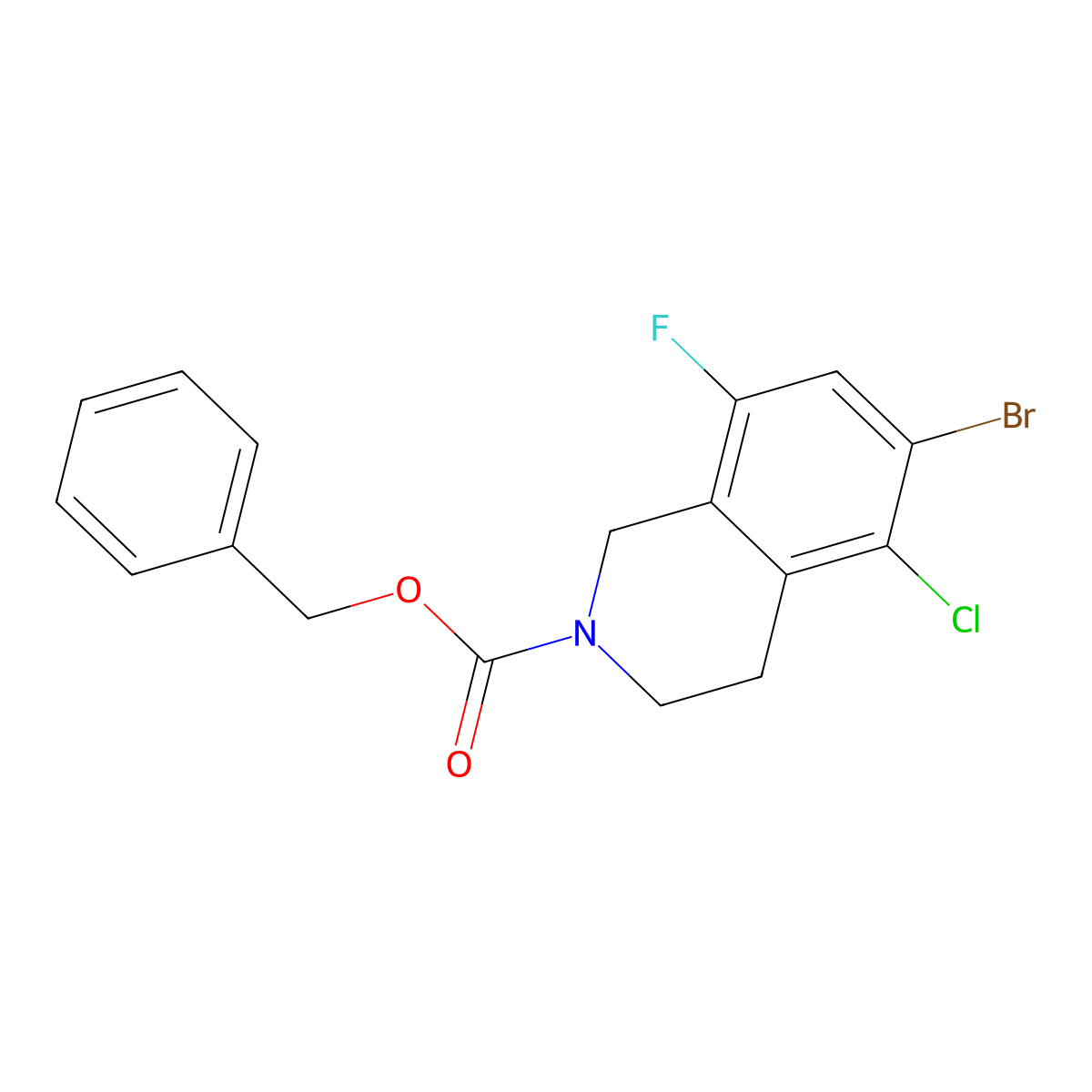 Benzyl 6-bromo-5-chloro-8-fluoro-1,2,3,4-tetrahydroisoquinoline-2-carboxylate molecular structure, CAS 2680882-77-1