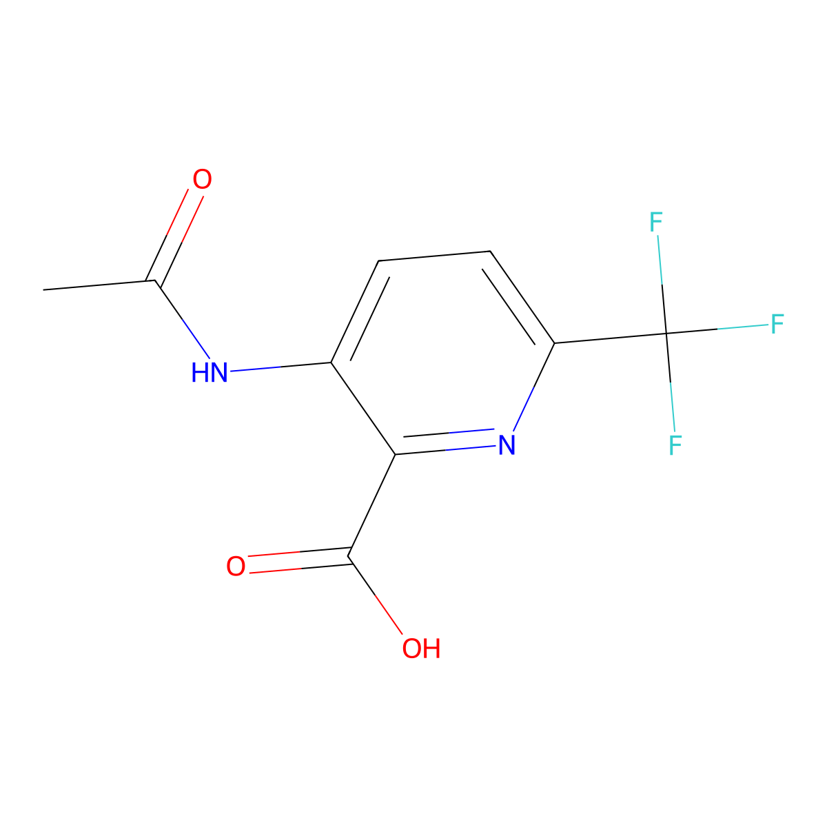 3-Acetamido-6-(trifluoromethyl)pyridine-2-carboxylic acid molecular structure, CAS 2680882-79-3