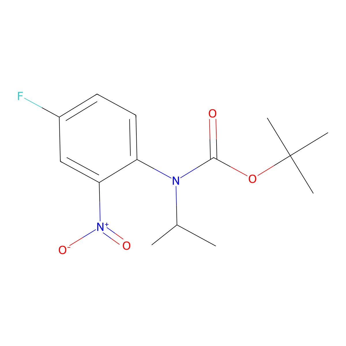 tert-butyl N-(4-fluoro-2-nitrophenyl)-N-(propan-2-yl)carbamate molecular structure, CAS 2680882-92-0