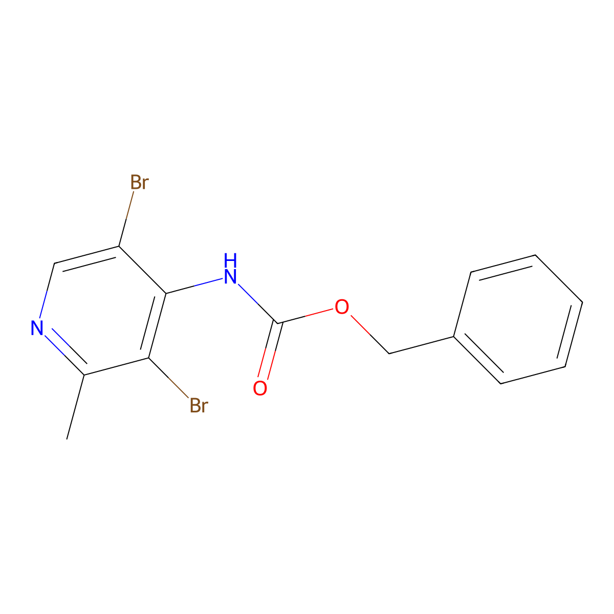 benzyl N-(3,5-dibromo-2-methylpyridin-4-yl)carbamate molecular structure, CAS 2680882-94-2
