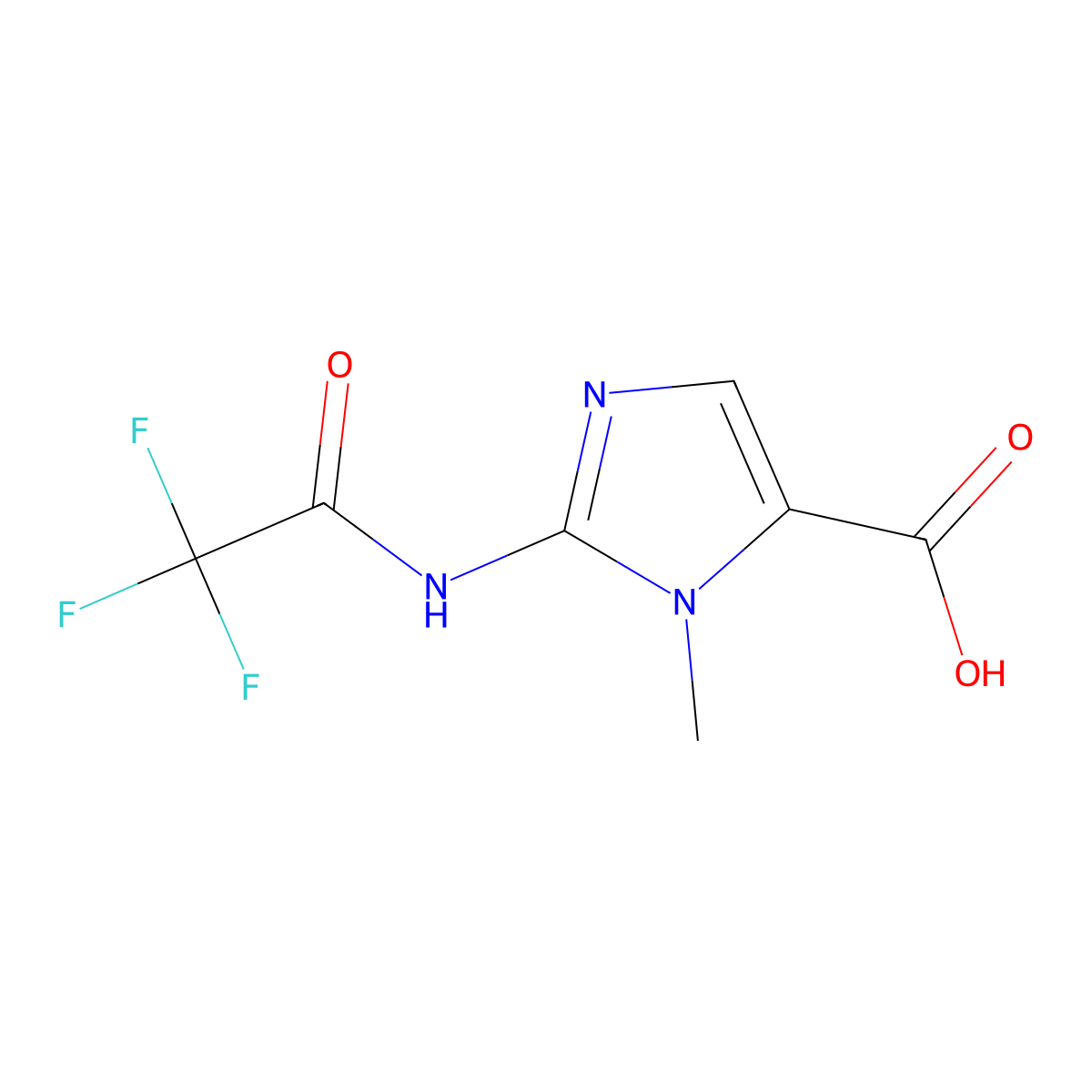 1-methyl-2-(2,2,2-trifluoroacetamido)-1H-imidazole-5-carboxylic acid molecular structure, CAS 2680883-06-9
