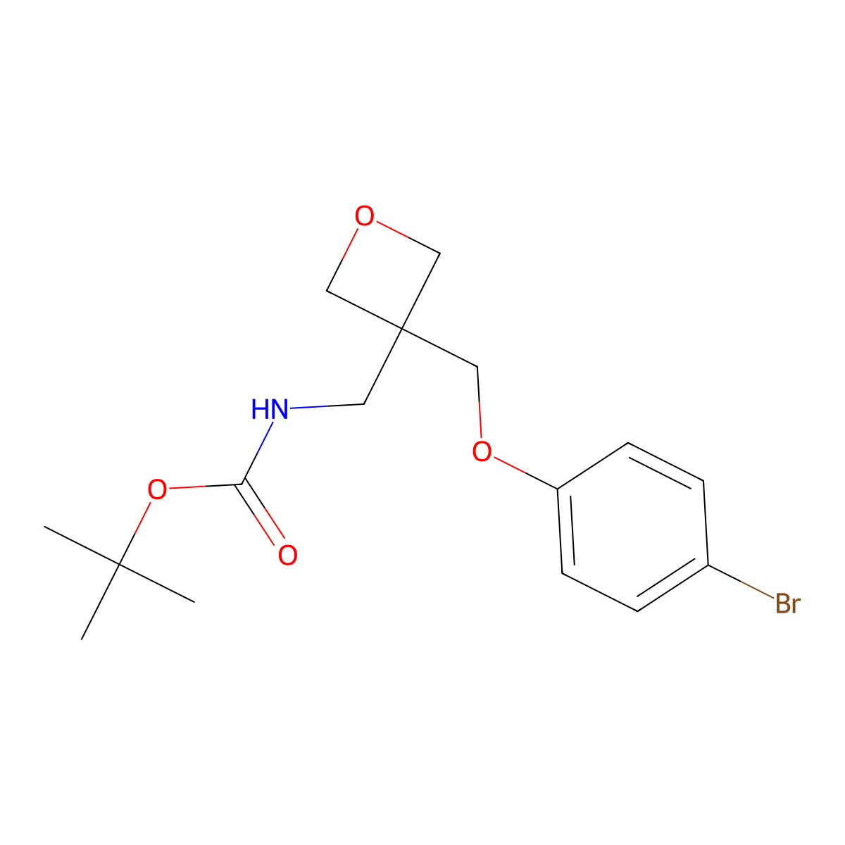 tert-butyl N-({3-[(4-bromophenoxy)methyl]oxetan-3-yl}methyl)carbamate molecular structure, CAS 2680883-11-6