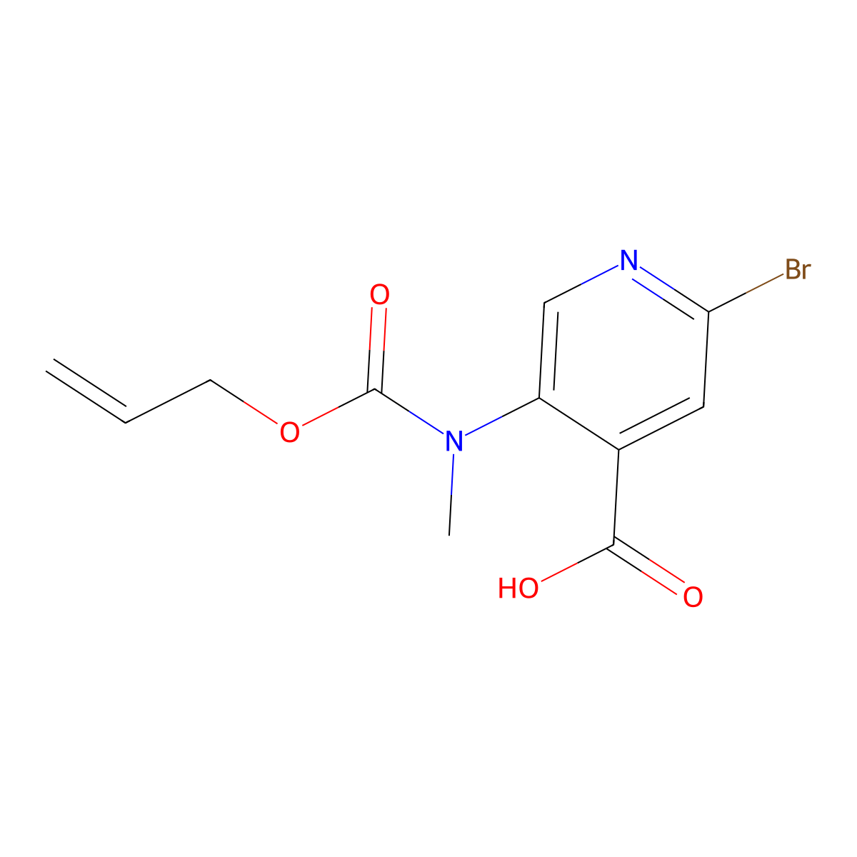 2-Bromo-5-{methyl[(prop-2-en-1-yloxy)carbonyl]amino}pyridine-4-carboxylic acid molecular structure, CAS 2680883-19-4