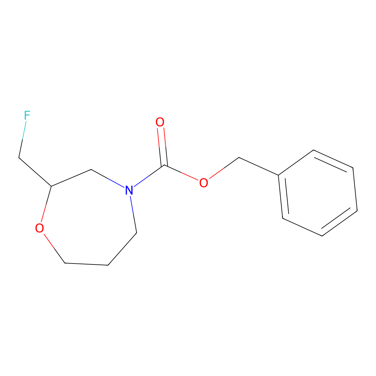 Benzyl 2-(fluoromethyl)-1,4-oxazepane-4-carboxylate molecular structure, CAS 2680883-21-8