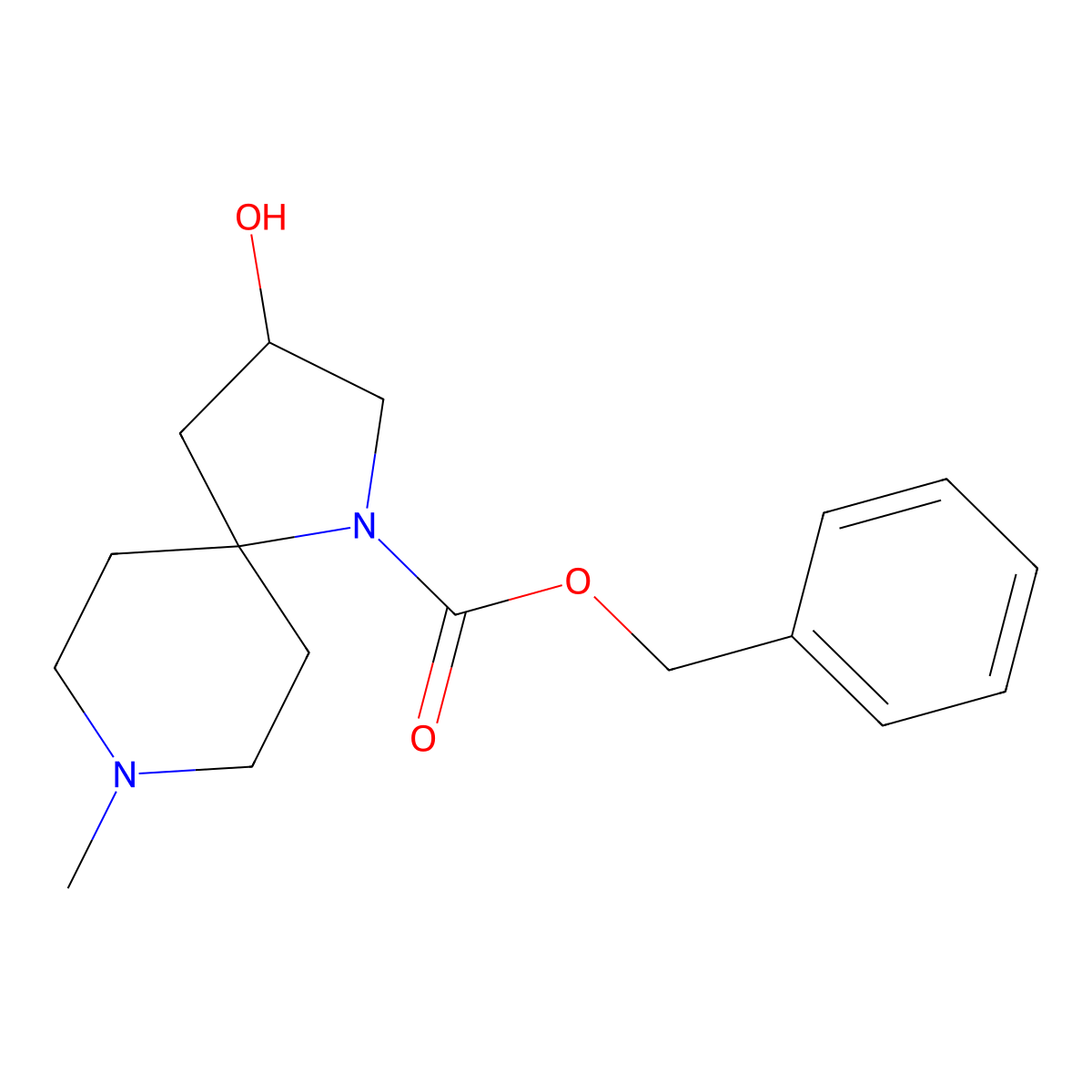 Benzyl 3-hydroxy-8-methyl-1,8-diazaspiro[4.5]decane-1-carboxylate molecular structure, CAS 2680883-26-3