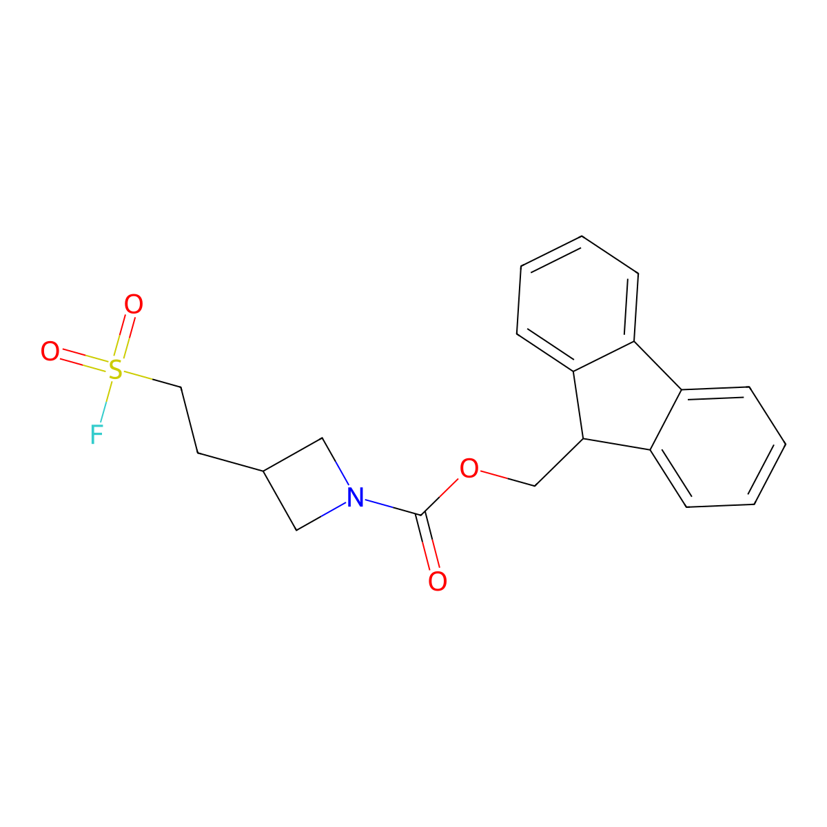 (9H-fluoren-9-yl)methyl 3-[2-(fluorosulfonyl)ethyl]azetidine-1-carboxylate molecular structure, CAS 2680883-27-4