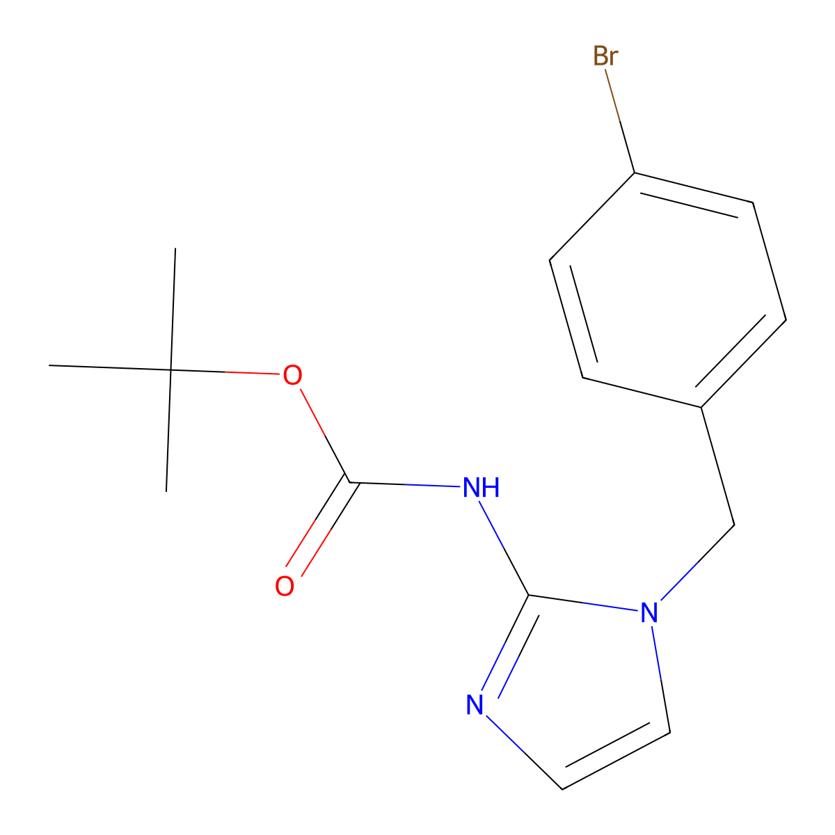 tert-butyl N-{1-[(4-bromophenyl)methyl]-1H-imidazol-2-yl}carbamate molecular structure, CAS 2680883-32-1