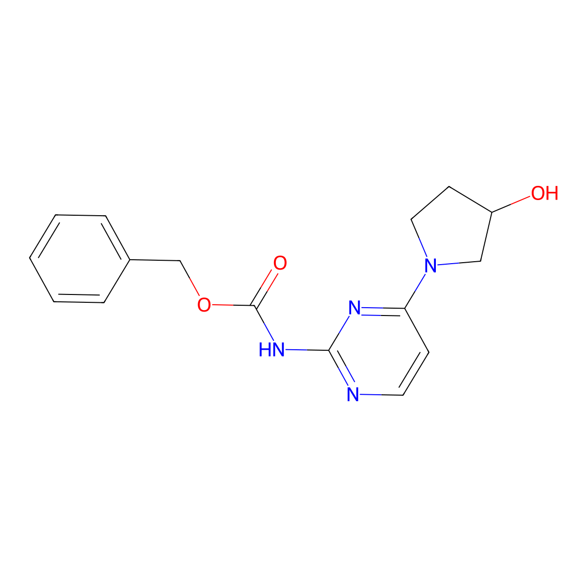 benzyl N-[4-(3-hydroxypyrrolidin-1-yl)pyrimidin-2-yl]carbamate molecular structure, CAS 2680883-33-2