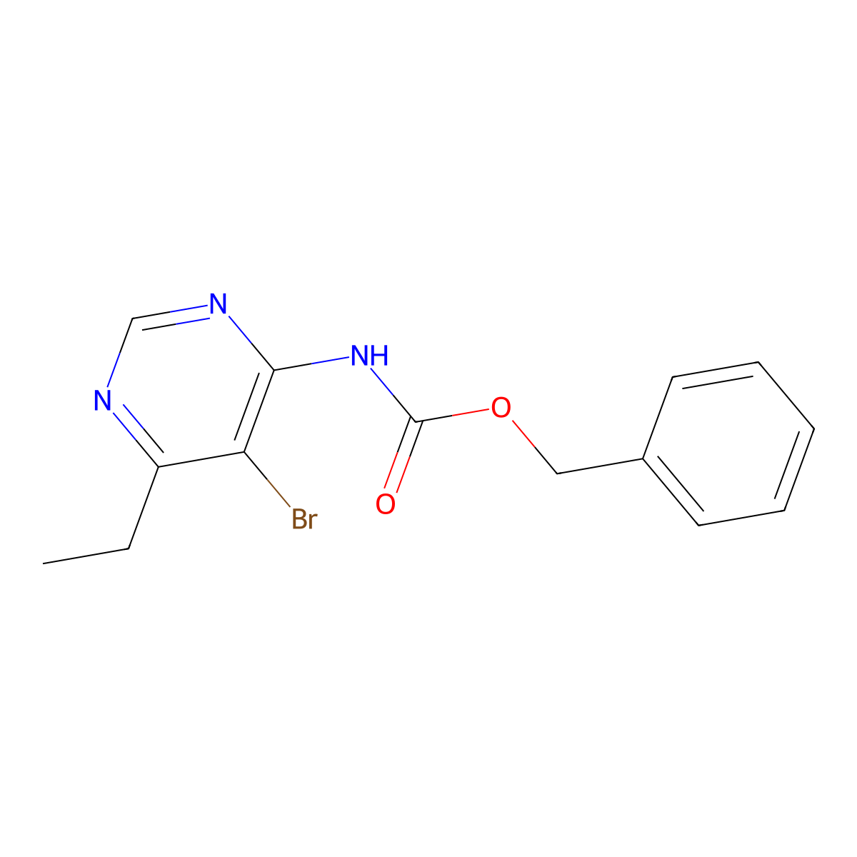 benzyl N-(5-bromo-6-ethylpyrimidin-4-yl)carbamate molecular structure, CAS 2680883-39-8