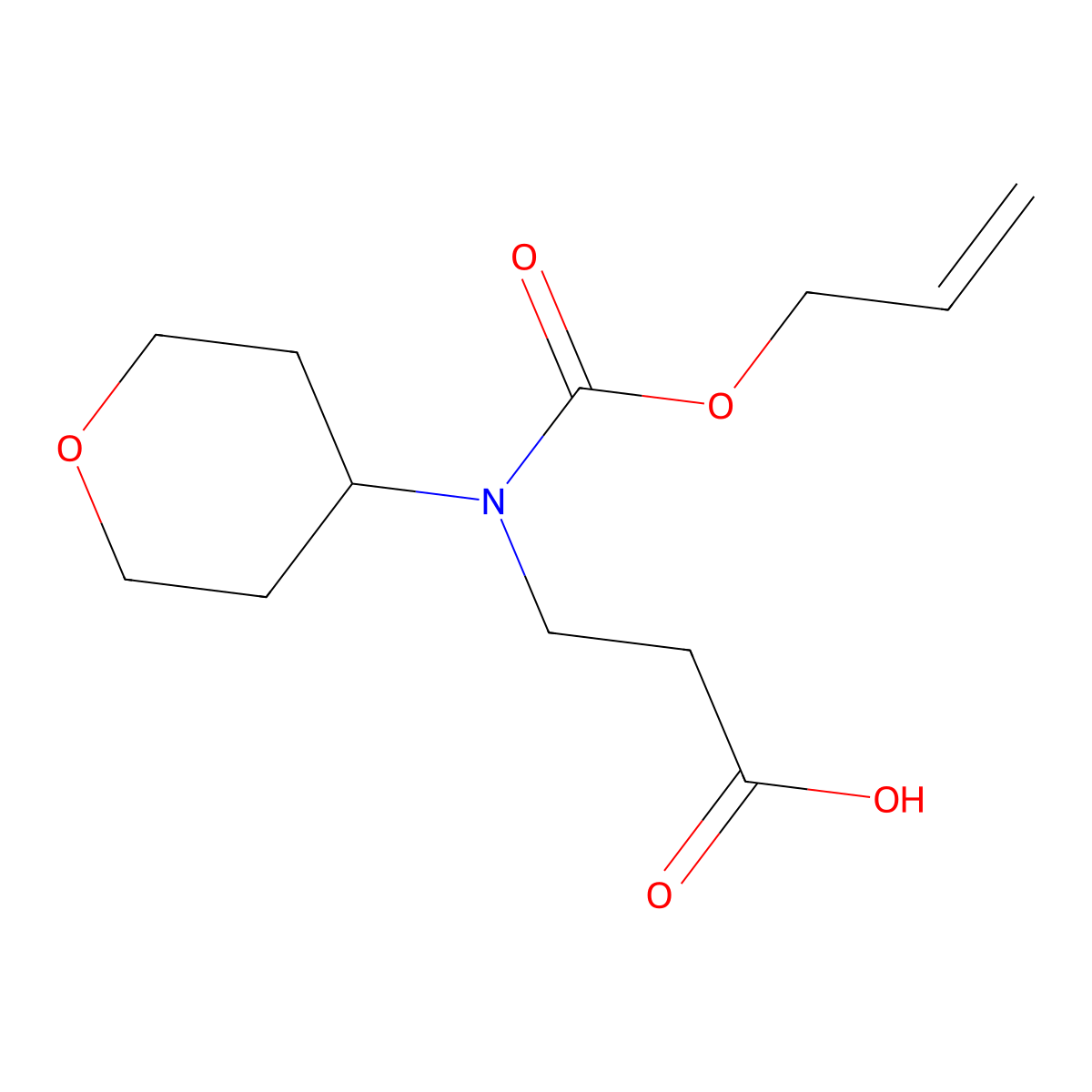 3-[(Oxan-4-yl)[(prop-2-en-1-yloxy)carbonyl]amino]propanoic acid molecular structure, CAS 2680883-44-5