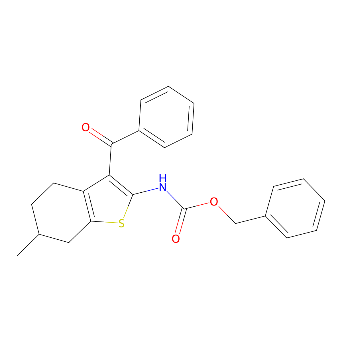 benzyl N-(3-benzoyl-6-methyl-4,5,6,7-tetrahydro-1-benzothiophen-2-yl)carbamate molecular structure, CAS 2680883-46-7