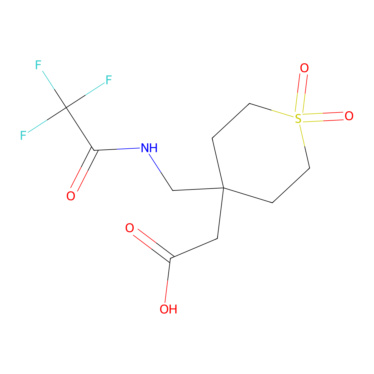 2-{1,1-Dioxo-4-[(2,2,2-trifluoroacetamido)methyl]-1lambda6-thian-4-yl}acetic acid molecular structure, CAS 2680883-47-8