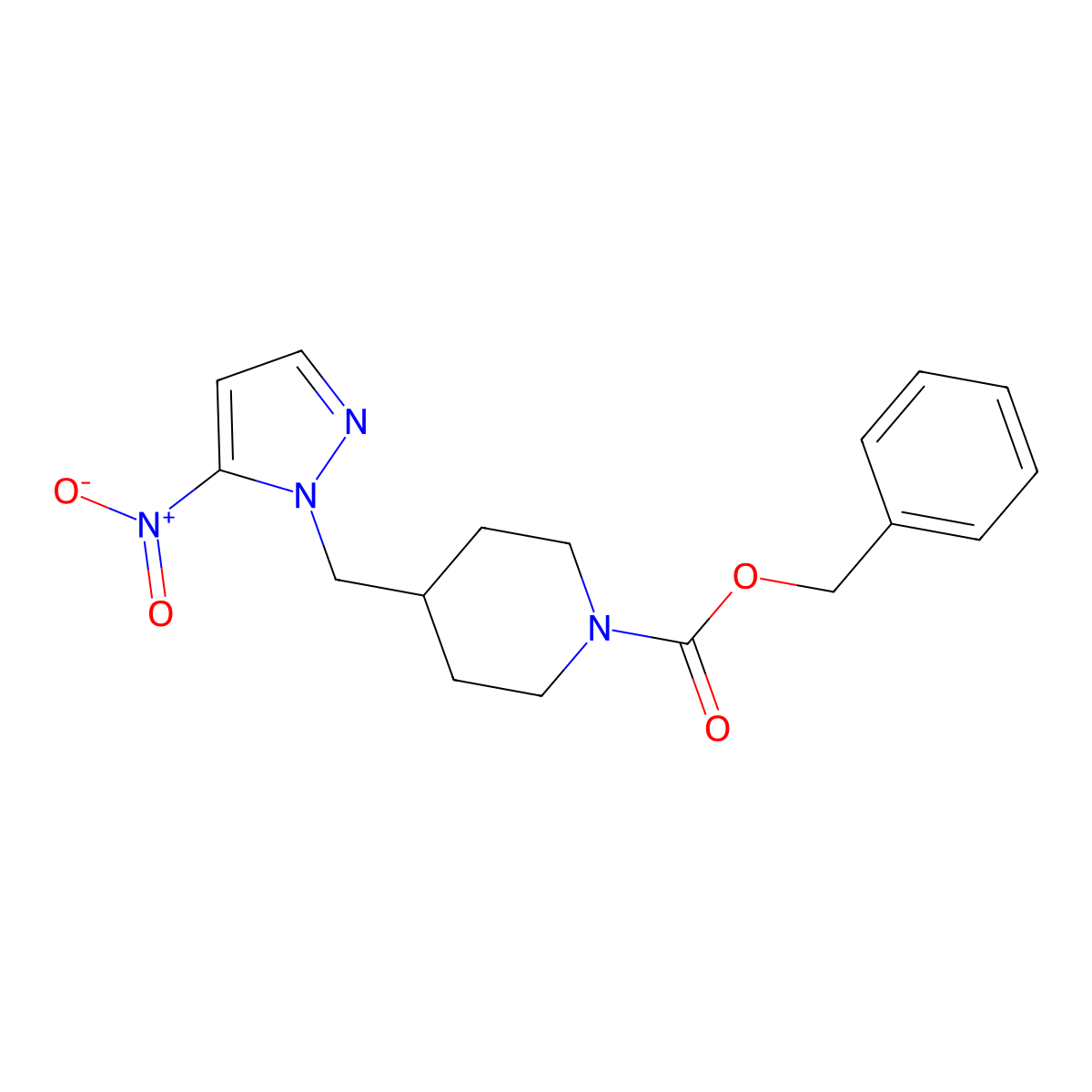 benzyl 4-[(5-nitro-1H-pyrazol-1-yl)methyl]piperidine-1-carboxylate molecular structure, CAS 2680883-50-3
