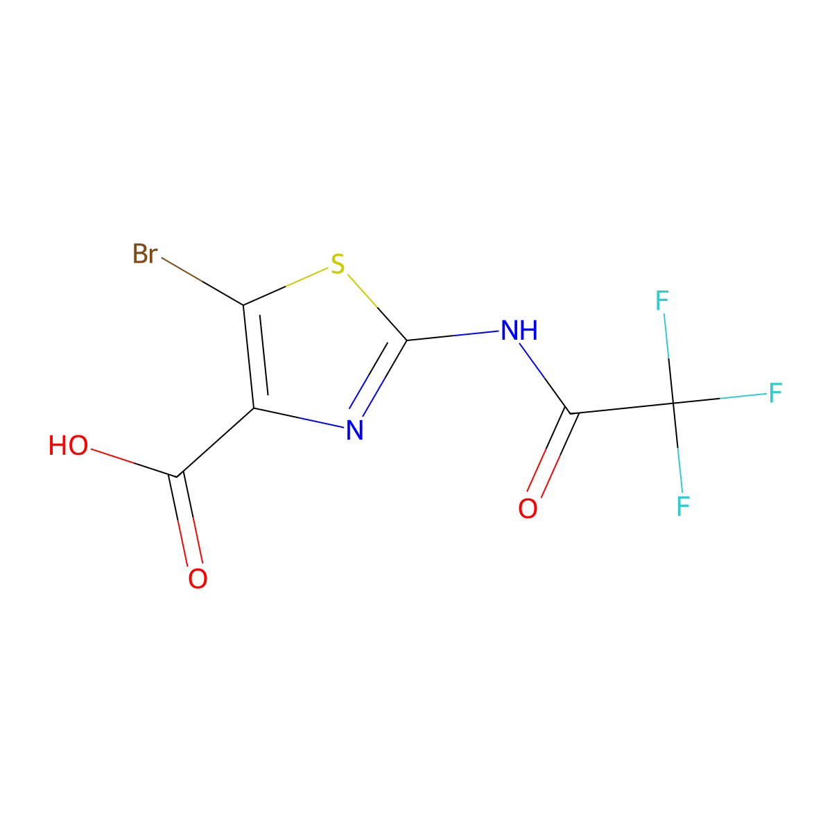 5-Bromo-2-(2,2,2-trifluoroacetamido)-1,3-thiazole-4-carboxylic acid molecular structure, CAS 2680883-53-6