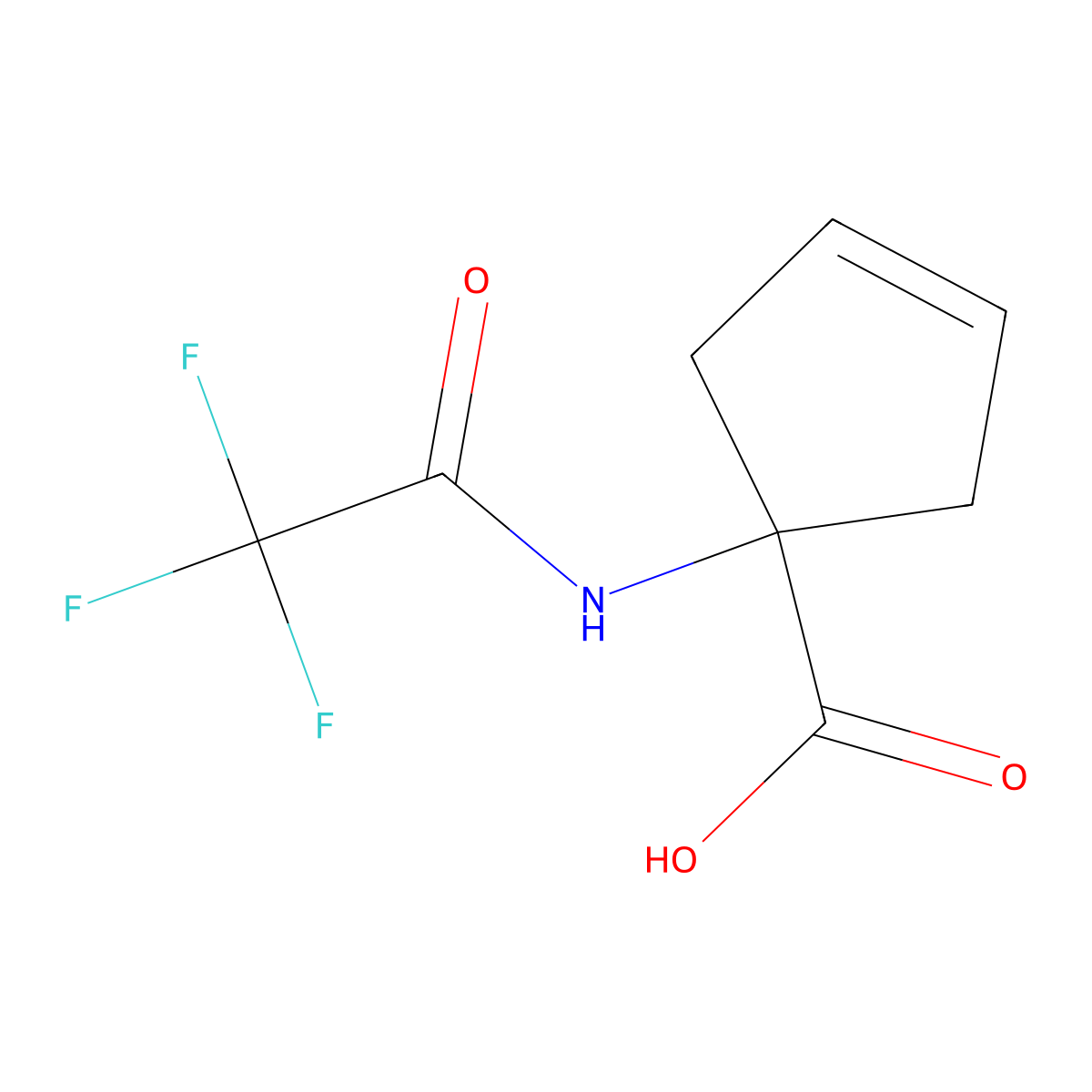 1-(Trifluoroacetamido)cyclopent-3-ene-1-carboxylic acid molecular structure, CAS 2680883-56-9