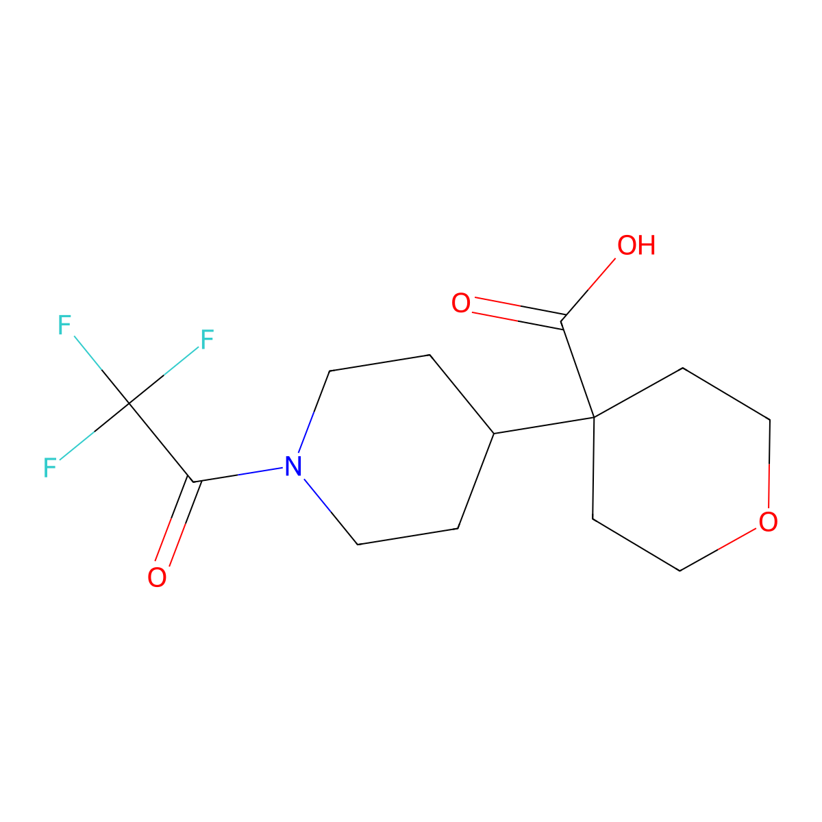 4-[1-(2,2,2-Trifluoroacetyl)piperidin-4-yl]oxane-4-carboxylic acid molecular structure, CAS 2680883-57-0