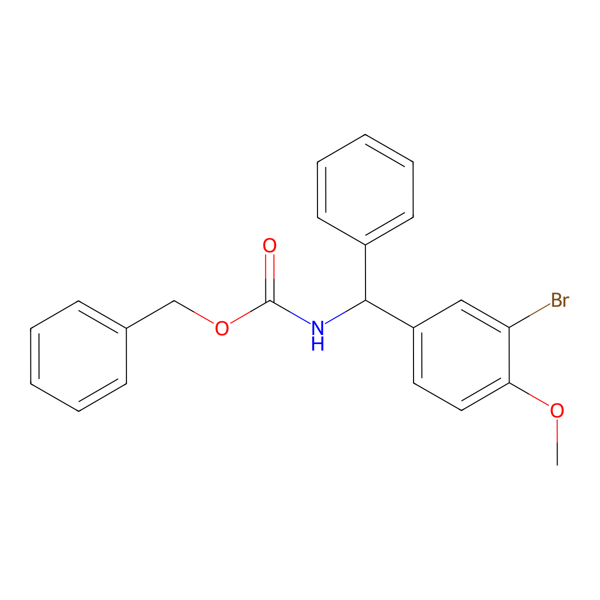 benzyl N-[(3-bromo-4-methoxyphenyl)(phenyl)methyl]carbamate molecular structure, CAS 2680883-62-7