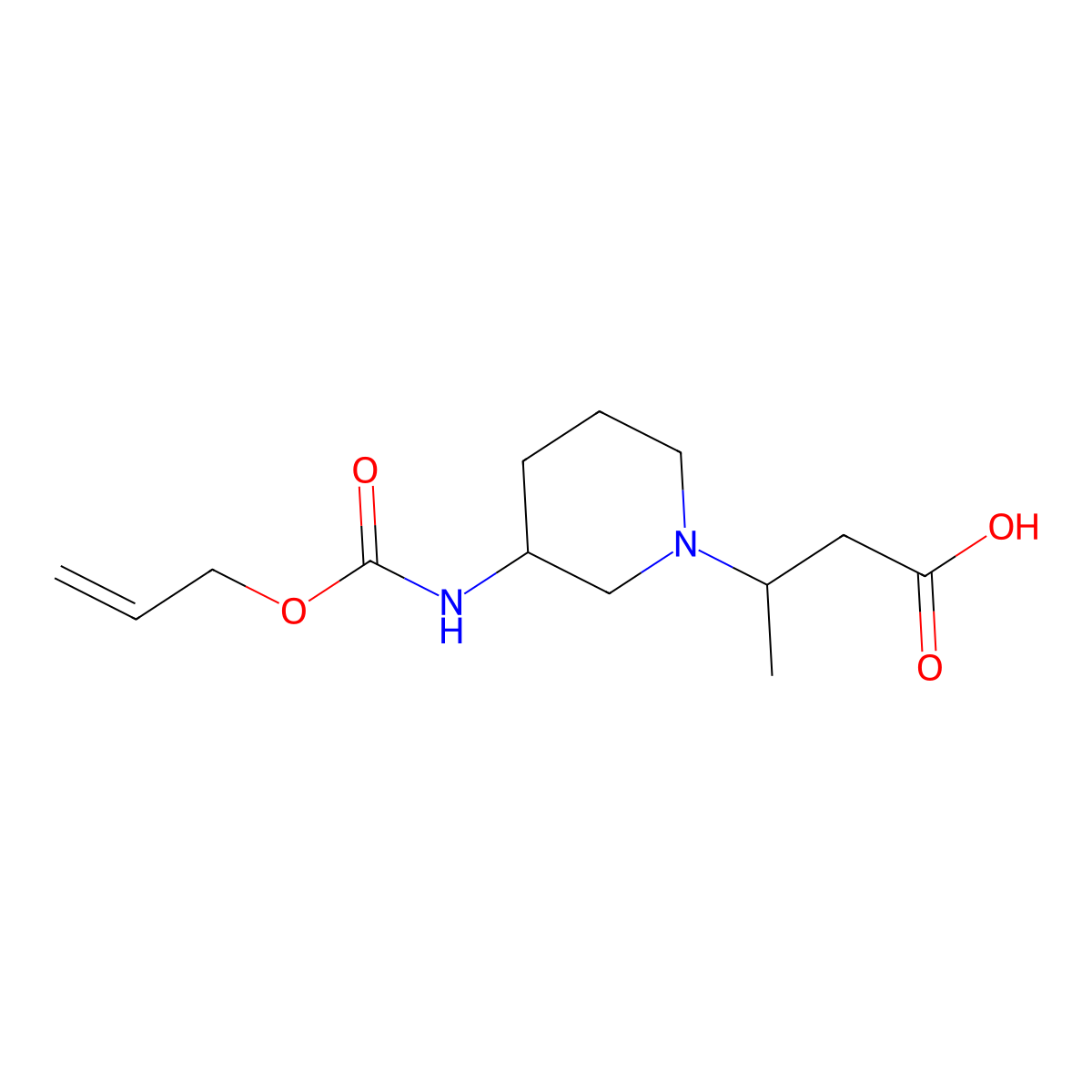 3-(3-{[(Prop-2-en-1-yloxy)carbonyl]amino}piperidin-1-yl)butanoic acid molecular structure, CAS 2680883-63-8