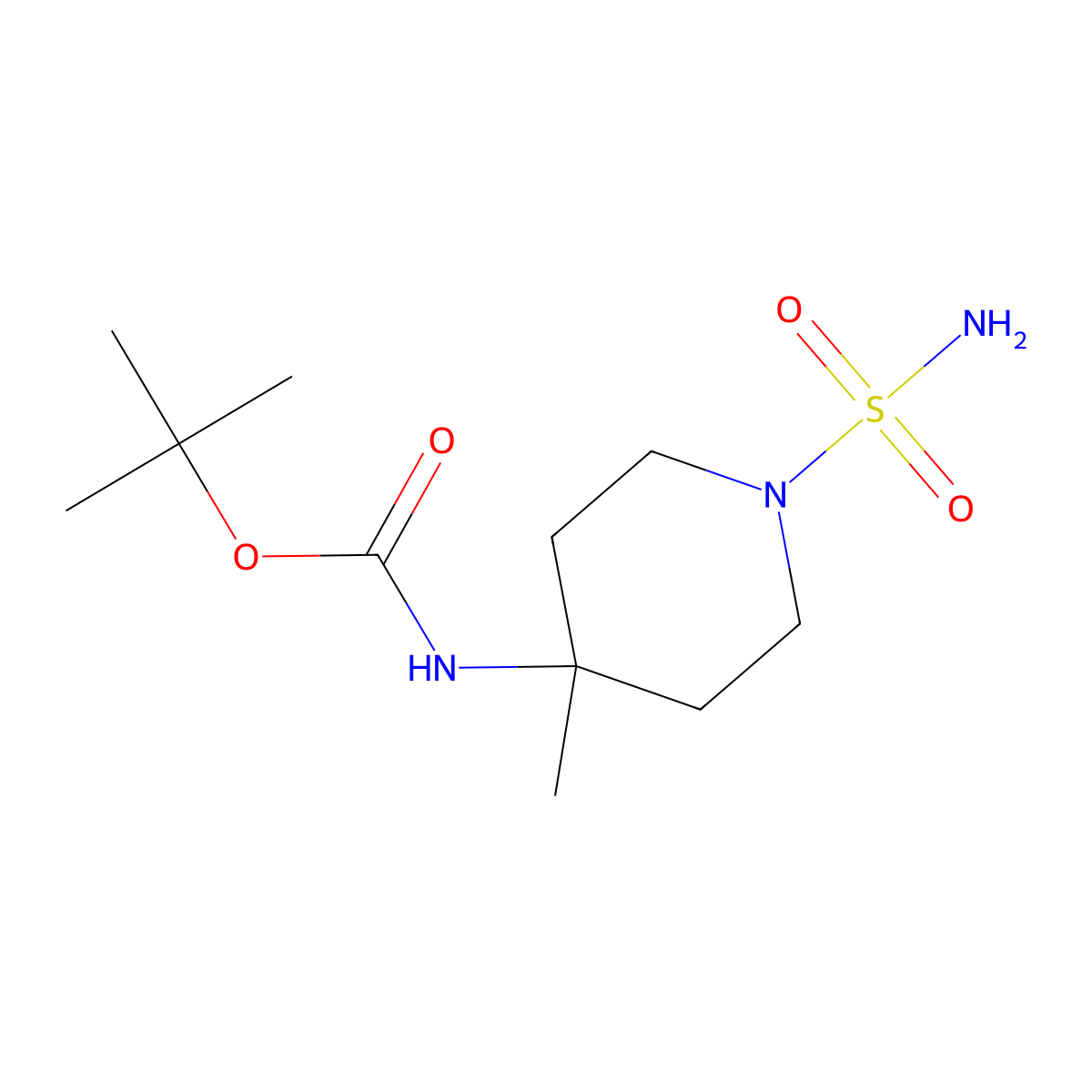 tert-butyl N-(4-methyl-1-sulfamoylpiperidin-4-yl)carbamate molecular structure, CAS 2680883-70-7