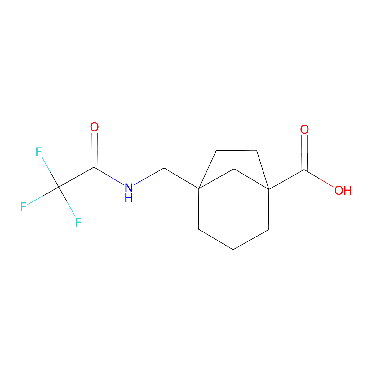 5-[(2,2,2-Trifluoroacetamido)methyl]bicyclo[3.2.1]octane-1-carboxylic acid molecular structure, CAS 2680883-72-9