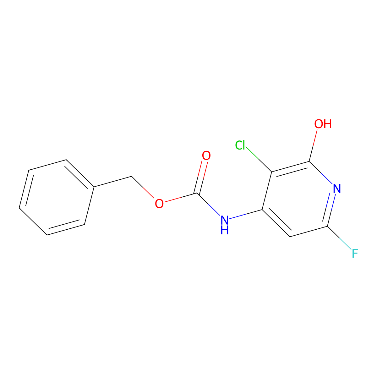 benzyl N-(3-chloro-6-fluoro-2-hydroxypyridin-4-yl)carbamate molecular structure, CAS 2680883-78-5