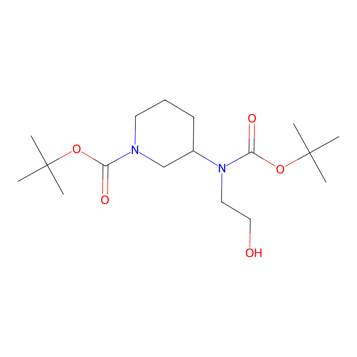 Tert-butyl 3-{[(tert-butoxy)carbonyl](2-hydroxyethyl)amino}piperidine-1-carboxylate molecular structure, CAS 2680883-84-3