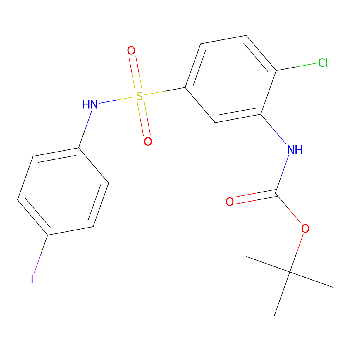 tert-butyl N-{2-chloro-5-[(4-iodophenyl)sulfamoyl]phenyl}carbamate molecular structure, CAS 2680883-86-5