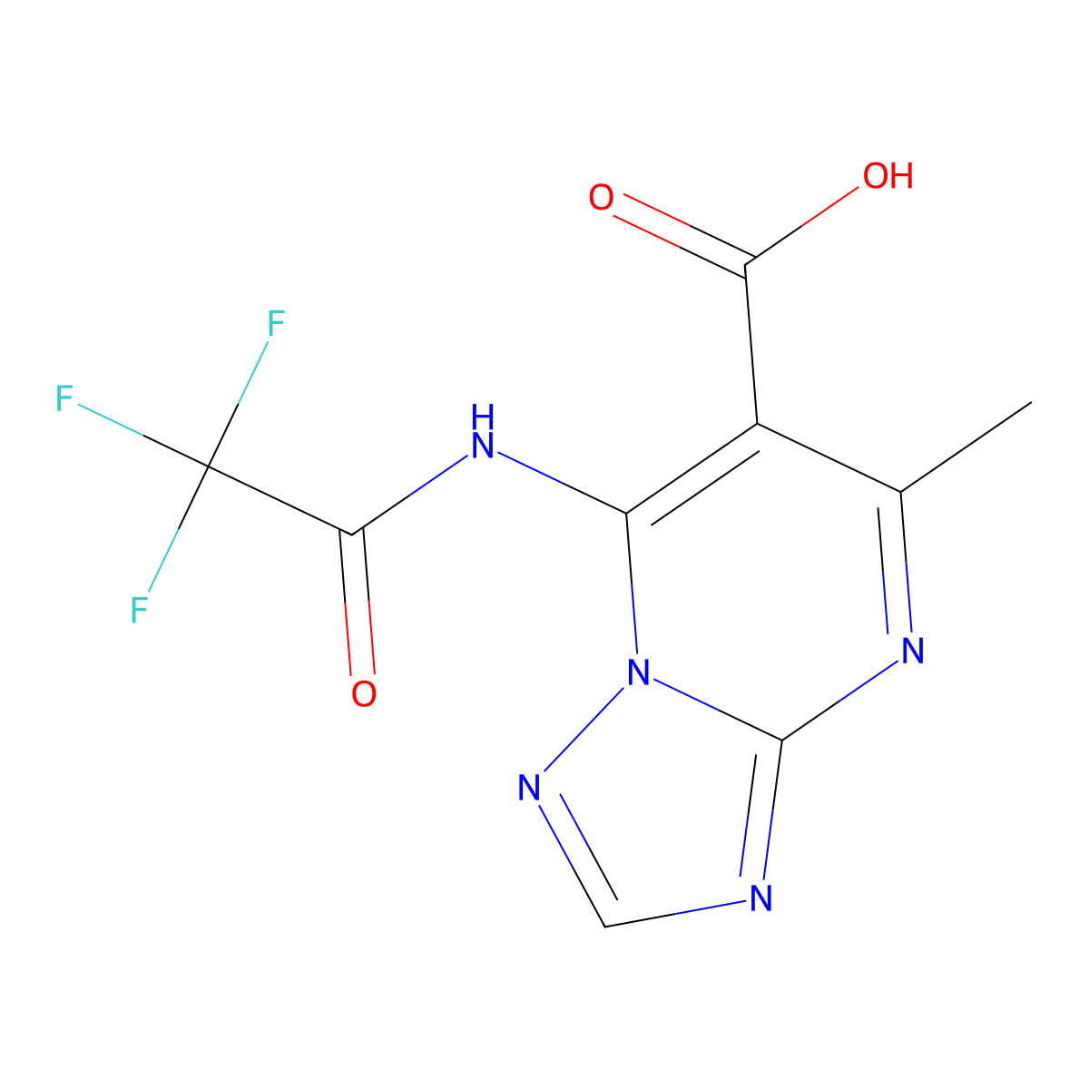 5-Methyl-7-(2,2,2-trifluoroacetamido)-[1,2,4]triazolo[1,5-a]pyrimidine-6-carboxylic acid molecular structure, CAS 2680883-91-2