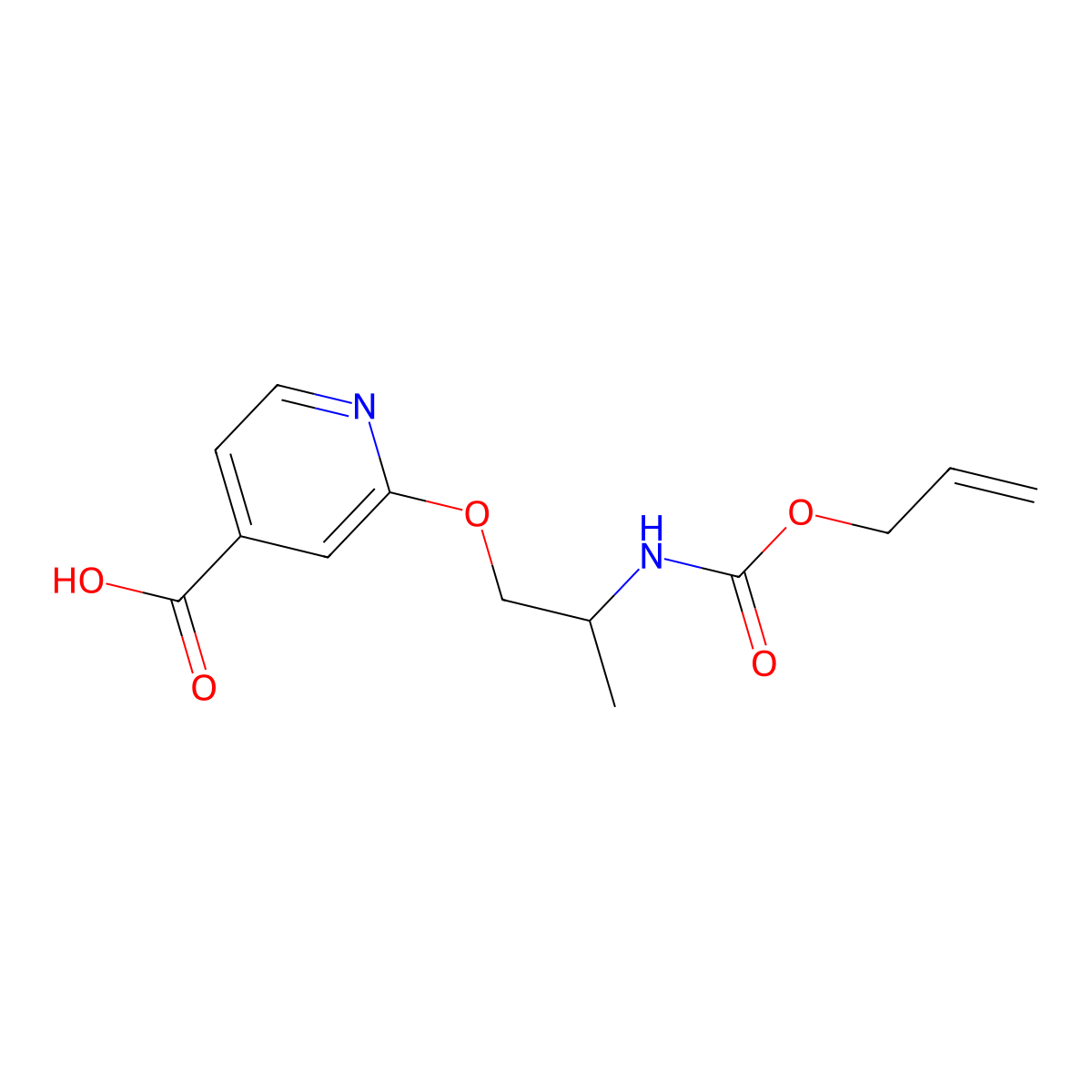 2-(2-{[(Prop-2-en-1-yloxy)carbonyl]amino}propoxy)pyridine-4-carboxylic acid molecular structure, CAS 2680883-93-4