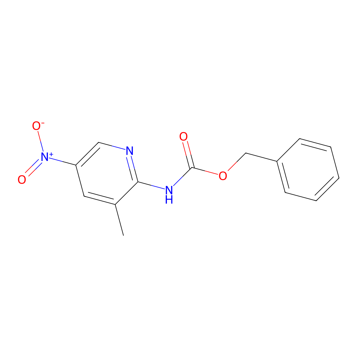benzyl N-(3-methyl-5-nitropyridin-2-yl)carbamate molecular structure, CAS 2680883-94-5
