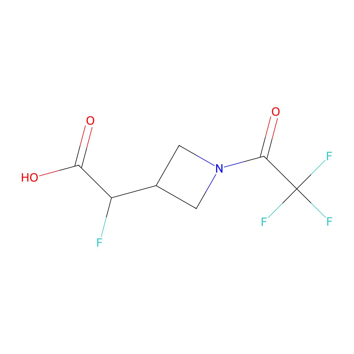2-Fluoro-2-[1-(trifluoroacetyl)azetidin-3-yl]acetic acid molecular structure, CAS 2680883-99-0