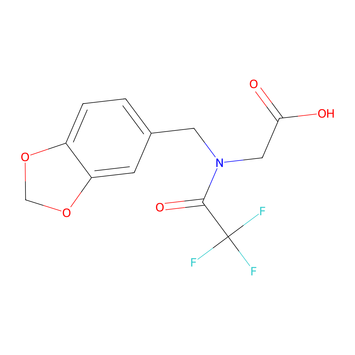 2-{N-[(1,3-dioxaindan-5-yl)methyl]-2,2,2-trifluoroacetamido}acetic acid molecular structure, CAS 2680884-03-9